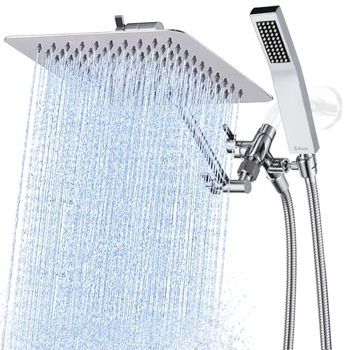 All Metal 10" Dual Square Shower Head Combo