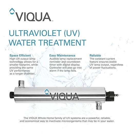 VIQUA VP600M Professional UV Water Filter System with Sensor, 24 GPM, 1" MNPT Connections, Stainless Steel Chamber for Commercial Applications, Monitored UV System