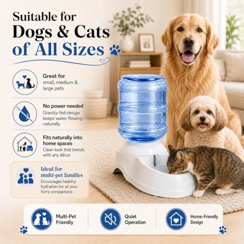 Pet Water Dispenser Station for Large Dogs and Cats