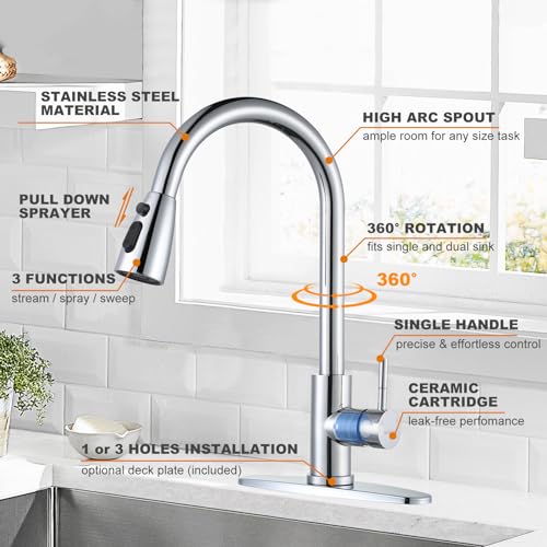 Chrome Kitchen Faucet with Sprayer