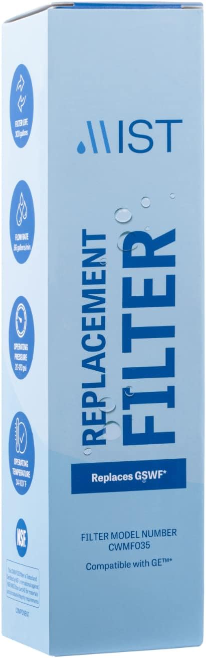 Mist GSWF Water Filter Replacement for GE, Refrigerator Water Filter compatible with GSWF Smart Water, GSWFDS, 100749-C, 100810/A, 238C2334P001, Kenmore 46-9914 (2 pack)