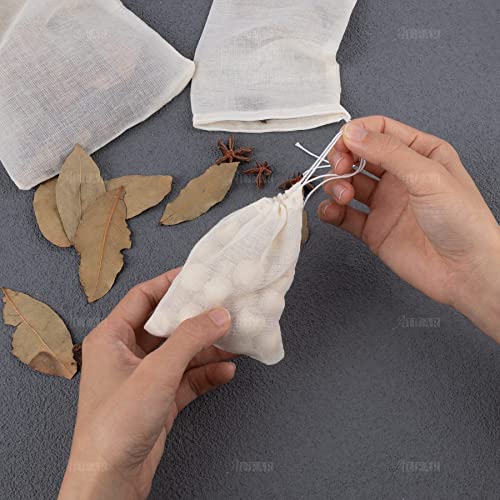 30 Pack Reusable Drawstring Cotton Soup Bags Spice Bag Tea Filter Coffee Brew Herb Muslin Cheesecloth for Straining (30 Count)