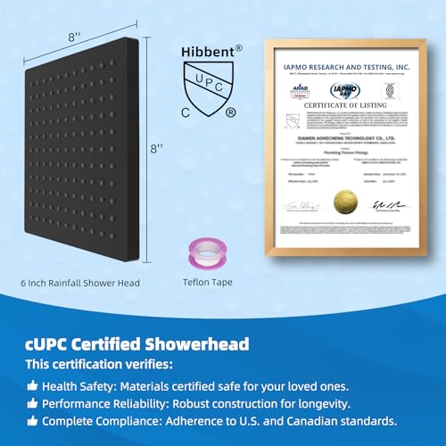 cUPC Certified Thickness Metal 8'' Rain Shower Head