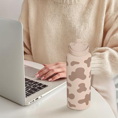 Cow Print Water Bottle 32oz Stainless Steel with Lid