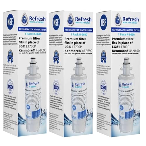 Refresh Refrigerator Water Filter Replacement for LG LT700P (3 Count)