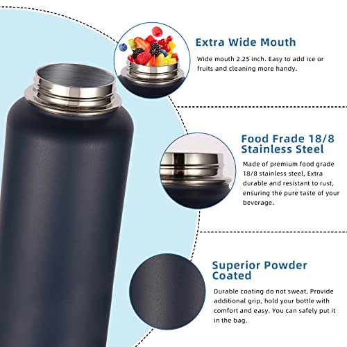 32oz Insulated Water Bottles Bulk 8 Pack with Straw Lid & Spout Lid (8 Count)
