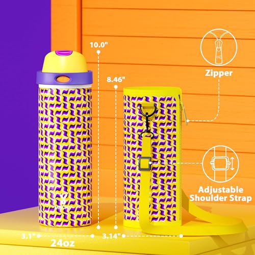 24 oz Insulated Water Bottle with Straw