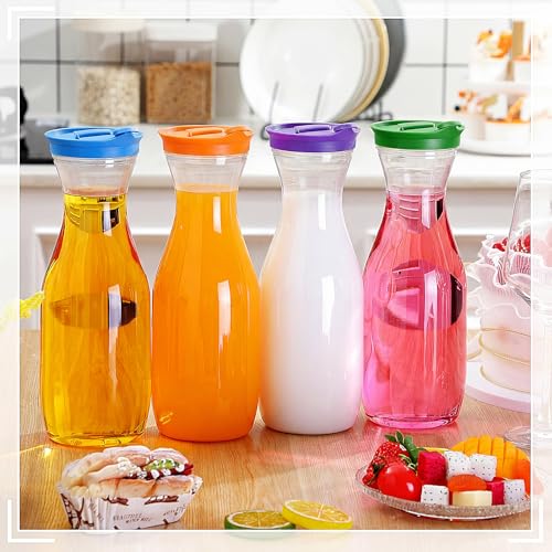 24 Pcs Plastic Water Carafe with Lid 32 Oz Clear (24 Count)