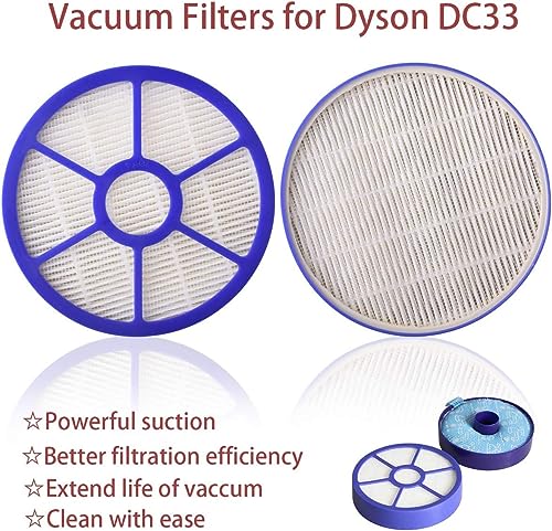 Set of HEPA Pre Motor and Post Motor Filter Replacement for DC33 Upright Vacuum Part 919563 (2 Count)