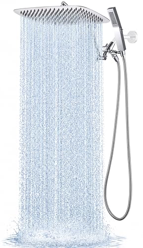 All Metal 16 Inches Rainfall Shower Head with Handheld Combo