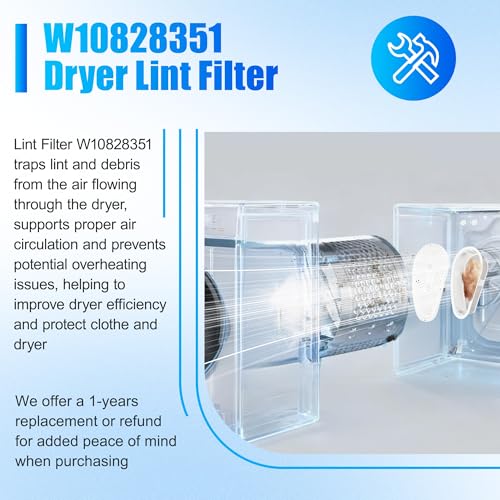 W10828351 Dryer Lint Filter & Cover Fit for Whirlpool Kenmore Washer