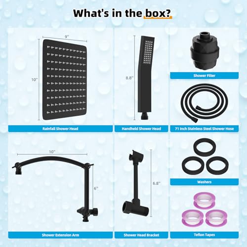 All Metal 10'' Filtered Rainfall Shower Head with Handheld Combo