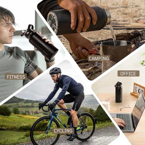 32oz Insulated Tactical Water Bottle with Straw & MOLLE Sleeve