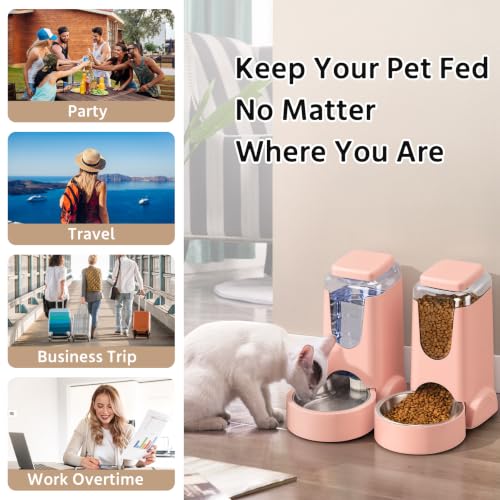 Auto Cat Feeder and Dog Water Dispenser with Stainless Steel Bowl