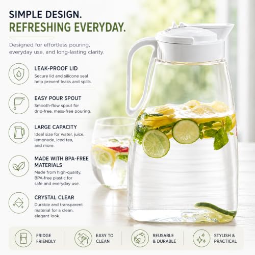 Large Water Pitcher for Fridge & Refrigerator