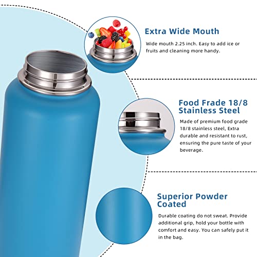32oz Insulated Water Bottles Bulk 8 Pack with Straw Lid & Spout Lid (8 Count)