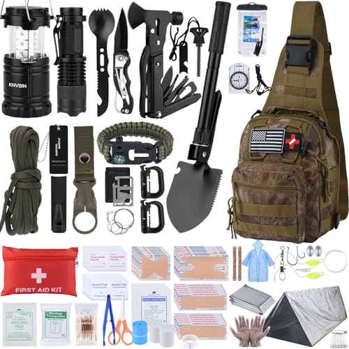 Survival Kit 250pcs Survival Tools Tactical Gear and Trauma Bag (50 Count)
