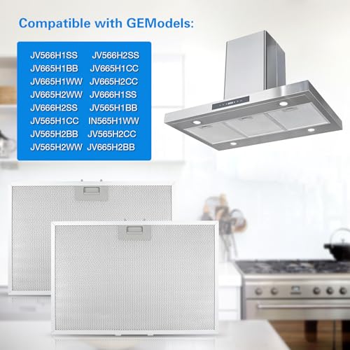 WB02X11012 Range Hood Grease Filter 2 Pack Replacement for GE JV565 JV666