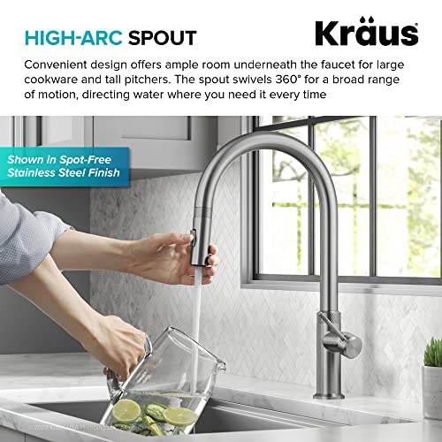 Brushed Gold 17 in Pull Down Kitchen Faucet KPF