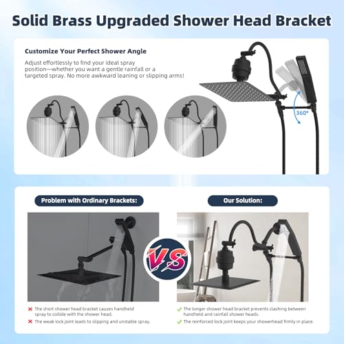 All Metal 10'' Filtered Rainfall Shower Head Combo