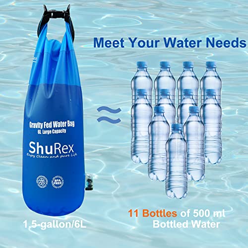 6L Gravity Fed Water Bag for Sawyer Survival Water Filter Straw