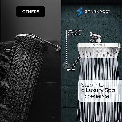 8" Square Rain Shower Head with 16" Shower Arm