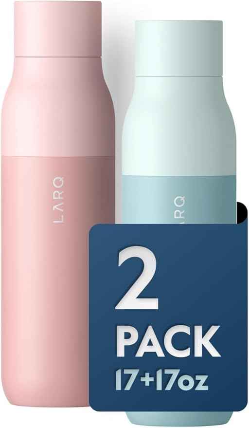 LARQ Holiday Bundle Set Bottle PureVis, Self-Cleaning Water Bottle 17oz | Reusable Bottles, Travel Friendly, BPA free