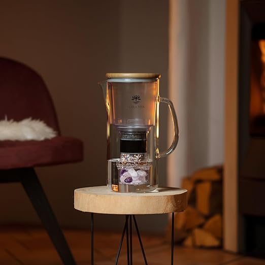 ENYA Glass Water Filter Pitcher (10-Cups Total) - Removes Impurities, Adds Minerals - BPA Free - Glass & Bamboo Design - Improves Water Quality, Taste, and Drinking Habits
