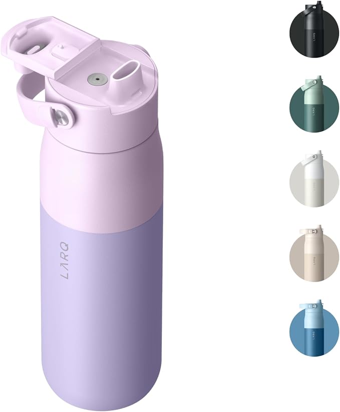 LARQ Bottle Swig Top 23oz - Insulated Stainless Steel Water Bottle With Built-In Silicone Handle | BPA Free | Reusable Water Bottle for Sports, Gym, and Travel, Luberon Lavender