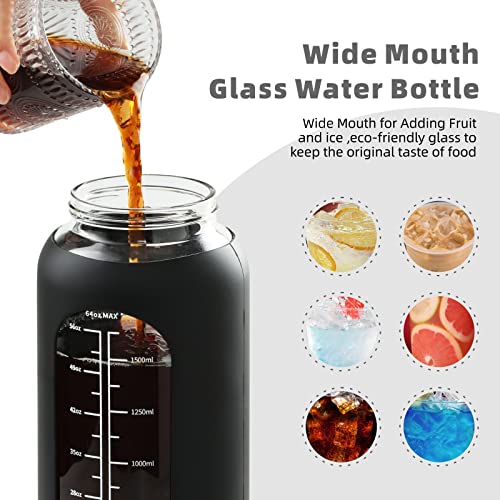 64 oz Glass Water Bottle with 2