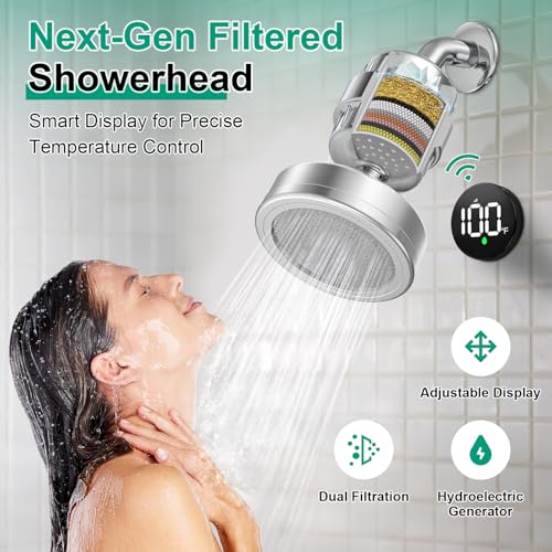Tem8 Luxury Filtered Shower Head with Temperature Display