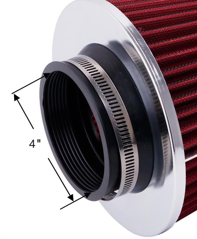ID4" High Flow Inlet Cold Air Intake Cone Air Filter Replacement Clamp