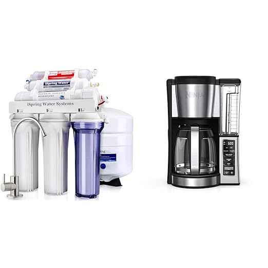 iSpring RCC7AK, NSF Certified 75 GPD, Alkaline 6-Stage Reverse Osmosis System & Ninja 12-Cup Programmable Coffee Brewer, 2 Brew Styles, Adjustable Warm Plate