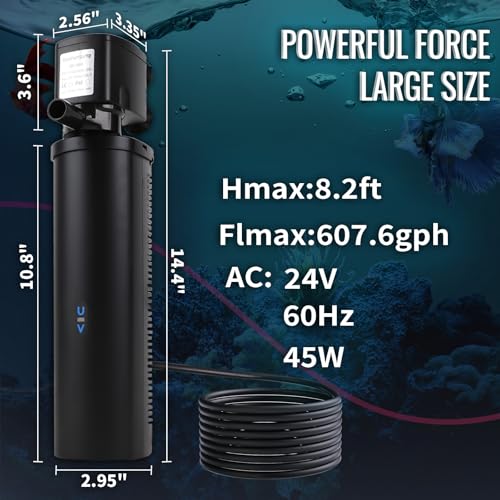 600GPH Cold Plunge Small Pool Filter with 24V DC Powerful Pump for or Up to 1000 Gal Cloudy Water Cleaner