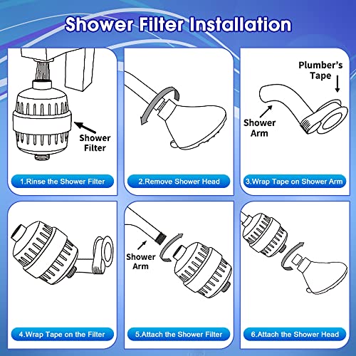 2 Pcs Shower Filter with 4 Pack 20 Stage Shower Filter Replacement