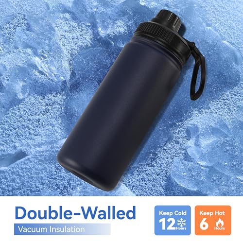 16 oz Water Bottle Stainless Steel Double Wall Vacuum Insulated Water Bottle with Straw lids & Spout Lid
