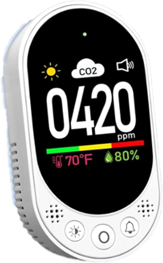 Plug-in CO2 Detector, 3-in-1 Air Quality Monitor with Temperature & Humidity, Manual Calibration, CO2 Alarm Function, Ideal for Home, Office, School, and Gym, Real-time Monitoring