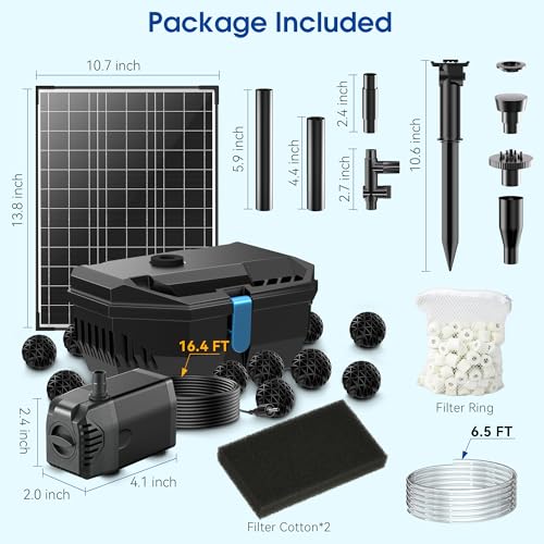 20W Solar Water Fountain Pond Filter with 120 GPH Water Pump
