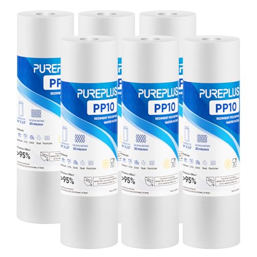 20 Micron 10" x 2.5" Whole House Sediment Home Water Filter Cartridge Replacement for Any 10 inch RO Unit (6 Count)