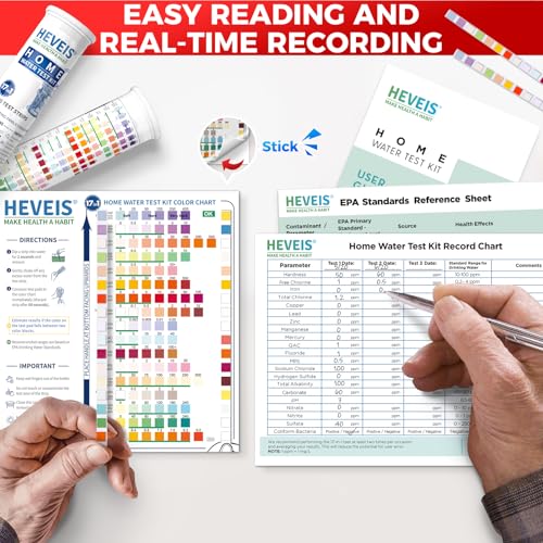 21-in-1 Home Drinking Water Testing Kit - 120 Strips + 4 Bacteria Tests - Tap and Well Water Test Kit, Easy to Test and Read for Hardness, Lead, Iron, Fluoride, pH, Copper, Bacteria and More (124 Count)