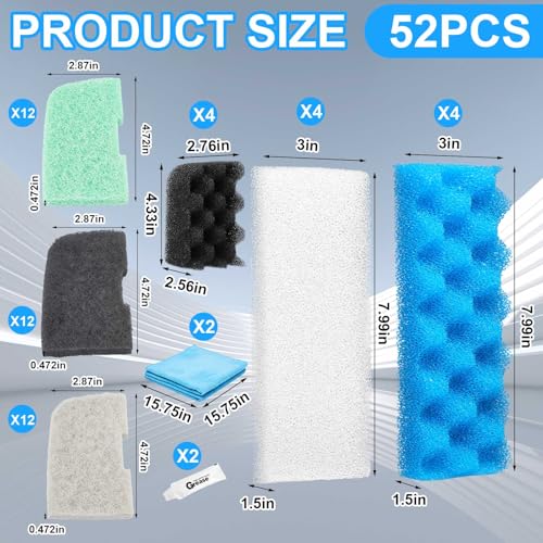 52 Pcs Replacement Filter Media Kit Compatible with Fluval 306 (52 Count)