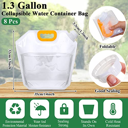 8 Pack 1.3 Gallon Collapsible Water Bags