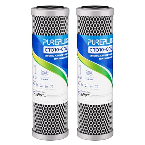 1 Micron 2.5" x 10" Whole House CTO Carbon Water Filter Cartridge Replacement for Under Sink Water Filter System (2 Count)