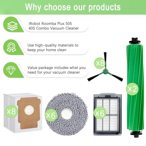 Replacement Parts Accessories Kit for iRobot Roomba Plus 505 Combo 405 Combo Robot Vacuum Cleaner