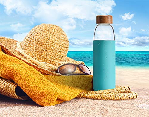 18 Oz Borosilicate Glass Water Bottles with Bamboo Lid