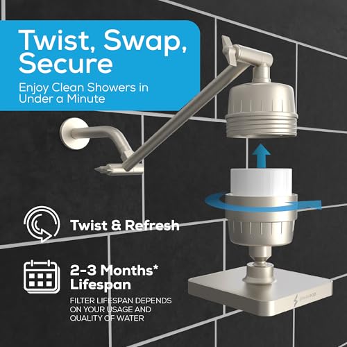 6" High Pressure Rain Shower Head with 23 Stage Filter Capsule & 11 Inch Adjustable Shower Arm Extension