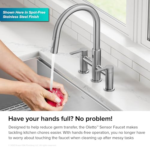 Oletto Touchless Sensor Bridge Kitchen Faucet with Pull