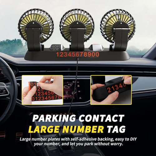 Portable 3 Head Car Cooling Fan with Cigarette Lighter Plug (3 Count)