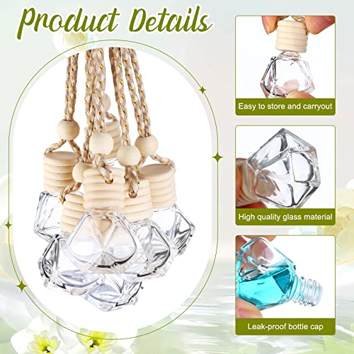60 Pcs Hanging Car Air Freshener Car Diffuser Bottle Empty Glass Perfume Bottles Air Freshener Diffuser Bottle Pendant for Essential Oils Fragrance Aromatherapy Ornament Decor (60 Count)