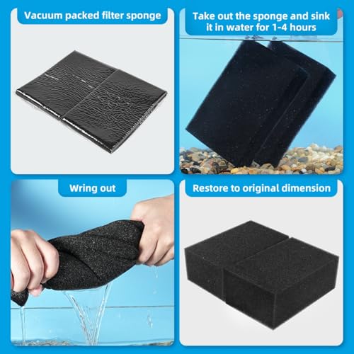 2 Pack Aquarium Bio Sponge Filter Media Pad Cut